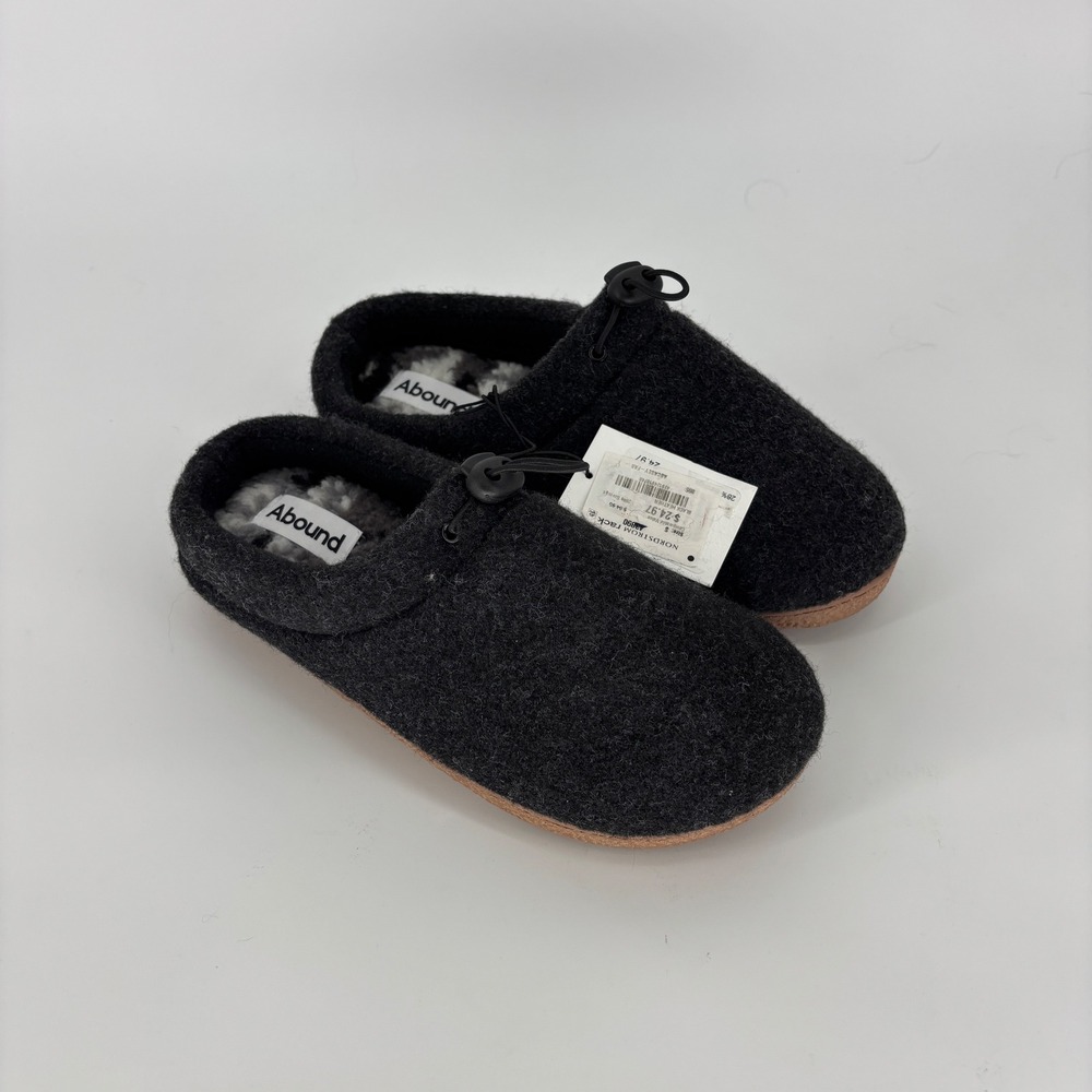 New Abound Casey Faux Fur Lined Clog Slipper Black Heather Men Size Small 7-8